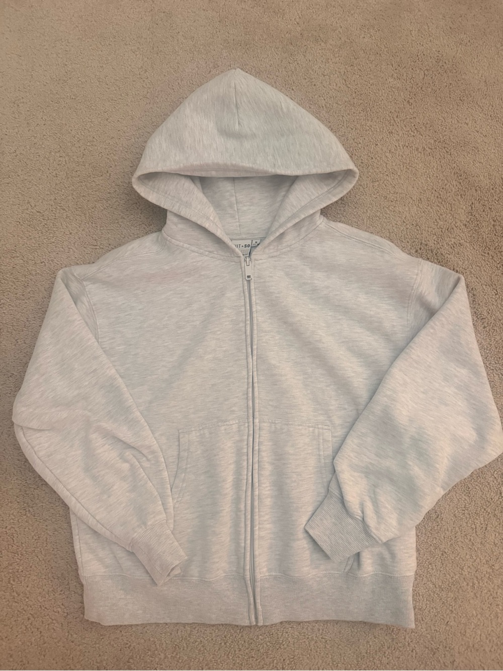 Light Gray Full-Zip Hooded Sweatshirt